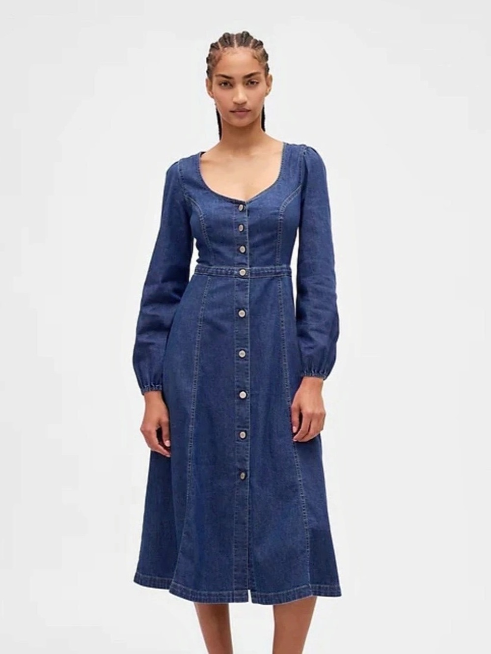 NWOT Gap Denim Sweetheart Midi Dress Size Small